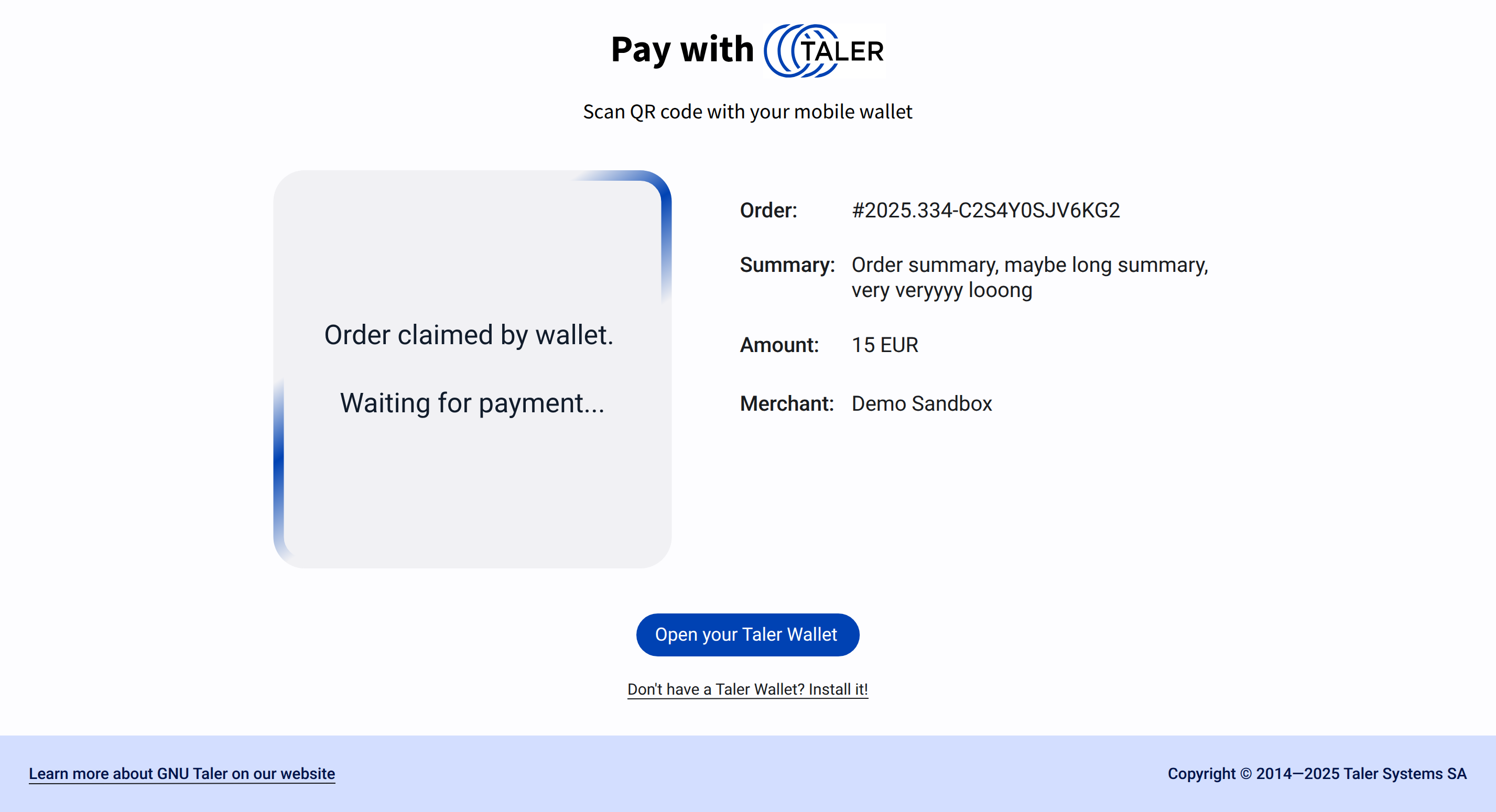 Checkout page design after order claim